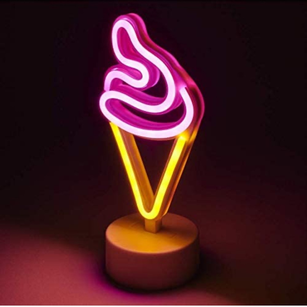 Ice Cream Desk Light, Mini LED Neon Pink Yellow